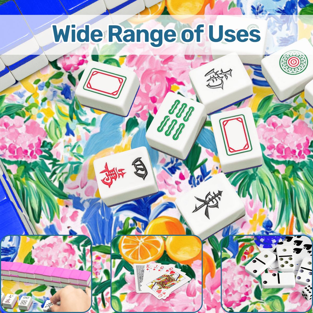 Asian Chinoiserie Tropical Pastel Scalloped Mahjong Mat