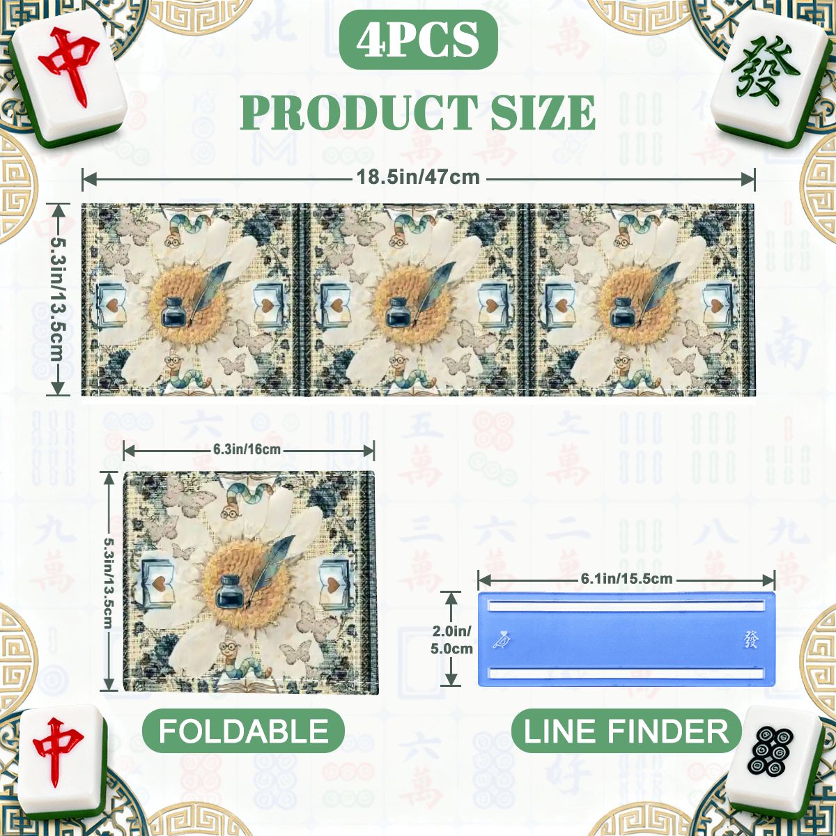Once Upon A Mahjong Ink And Ivy 4 Mahjong Card Holder with Line Finder