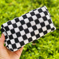 Checkered Cosmetic Bag - Stylish & Durable Makeup Organizer