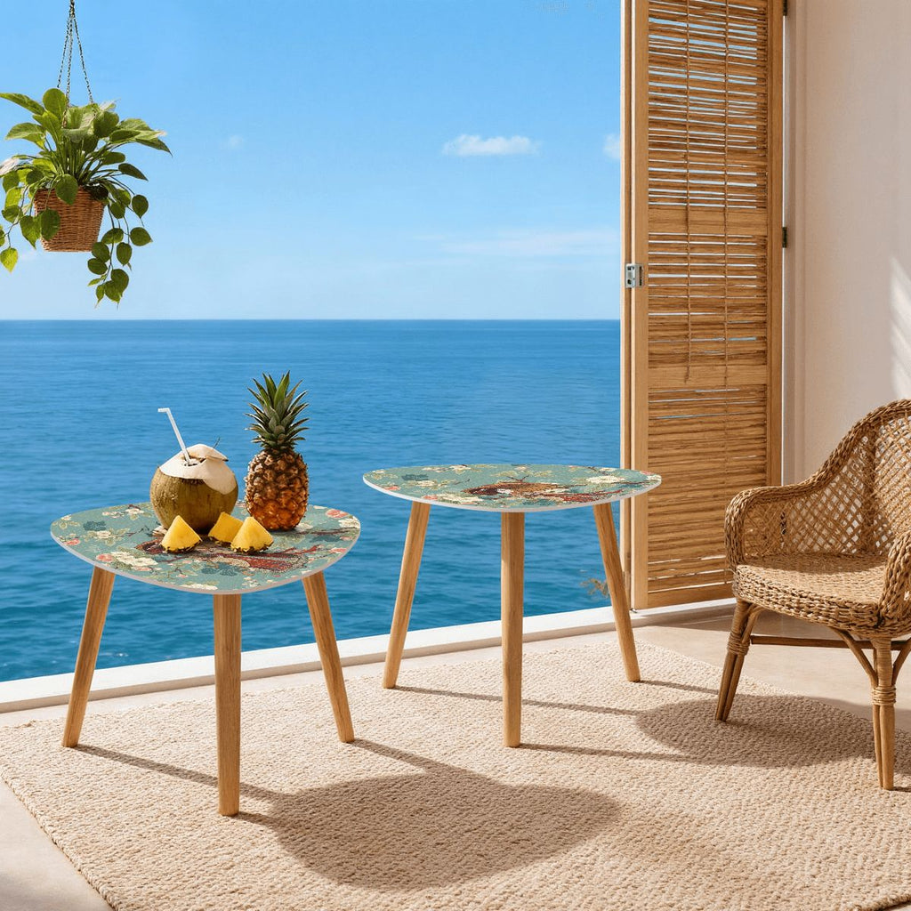 Asian Blossom Chinoiserie Modern Nesting Tables