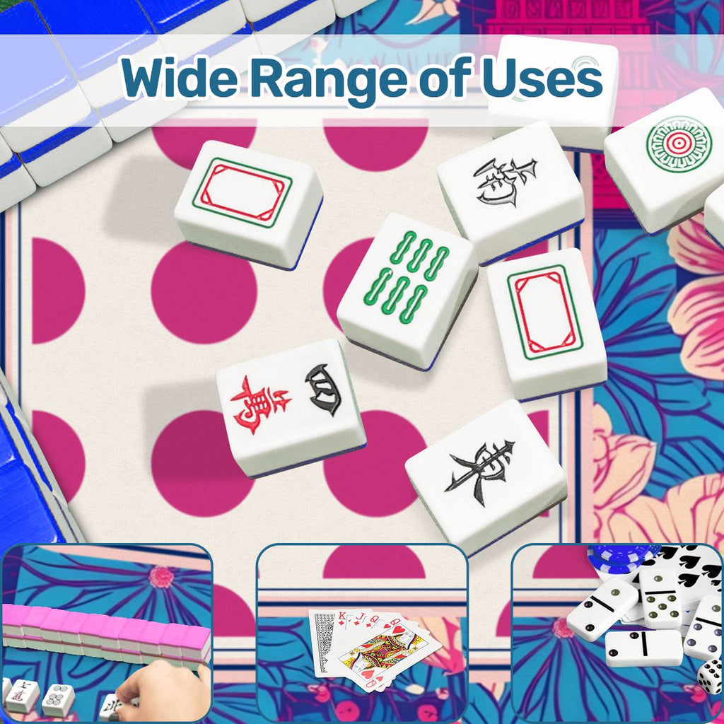 Scalloped Mahjong Mat Cheetah Dynasty Pink Pagoda