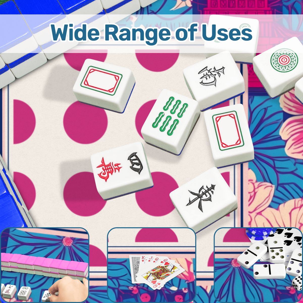 Scalloped Mahjong Mat Cheetah Dynasty Pink Pagoda