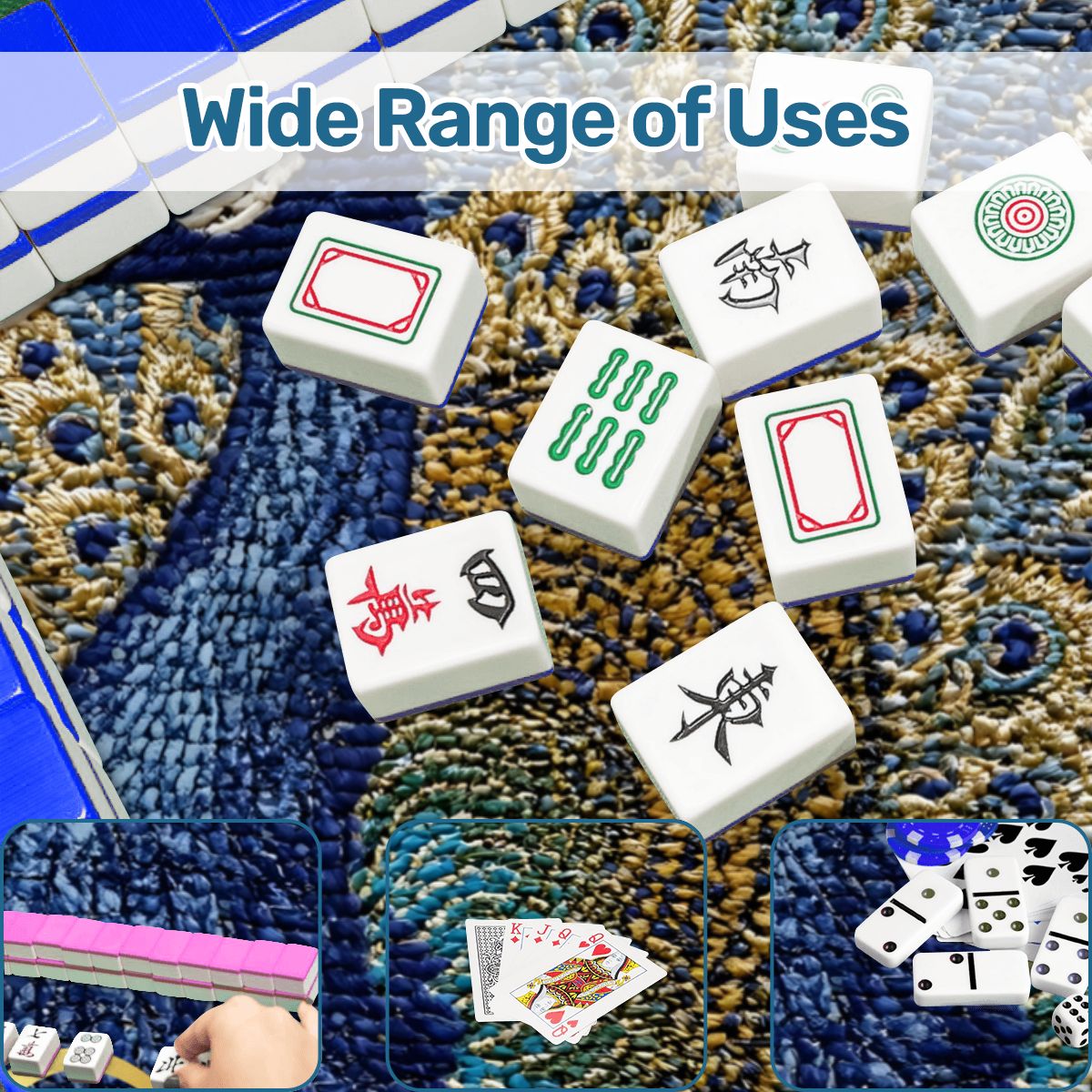 Floral Elegant Peacock Faux Needlepoint Mahjong Mat