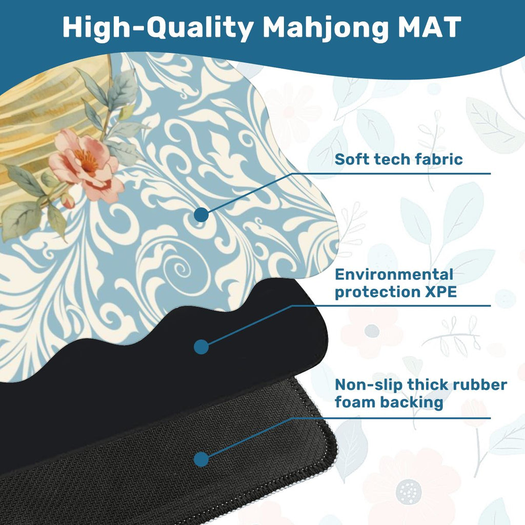 On Golden Pond Swan Floral Scalloped Mahjong Mat
