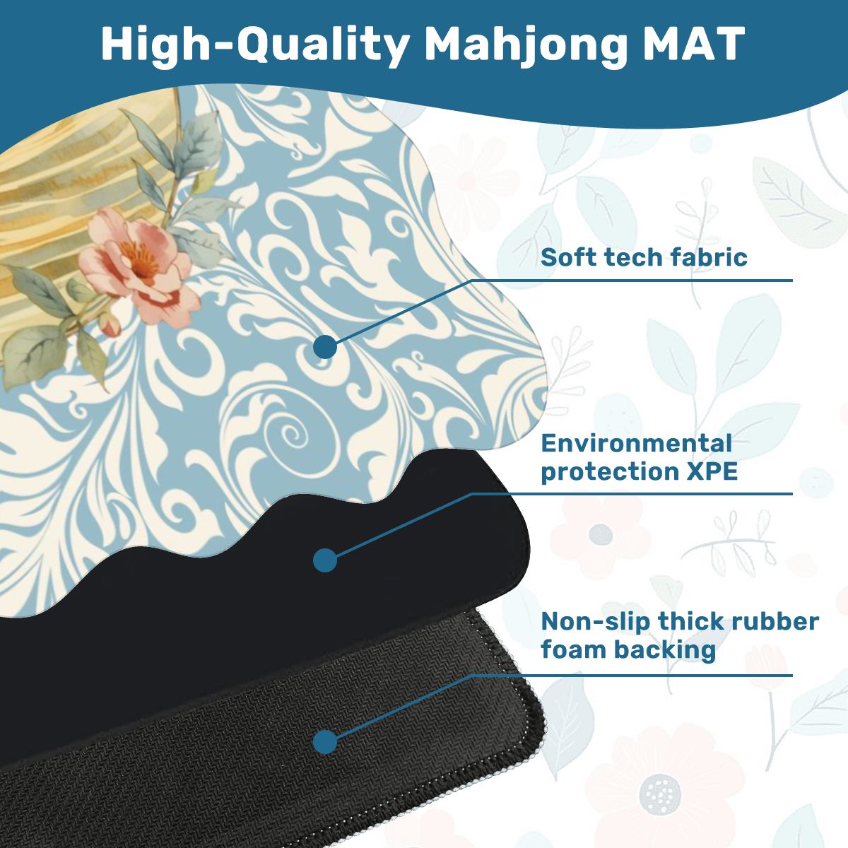 On Golden Pond Swan Floral Scalloped Mahjong Mat