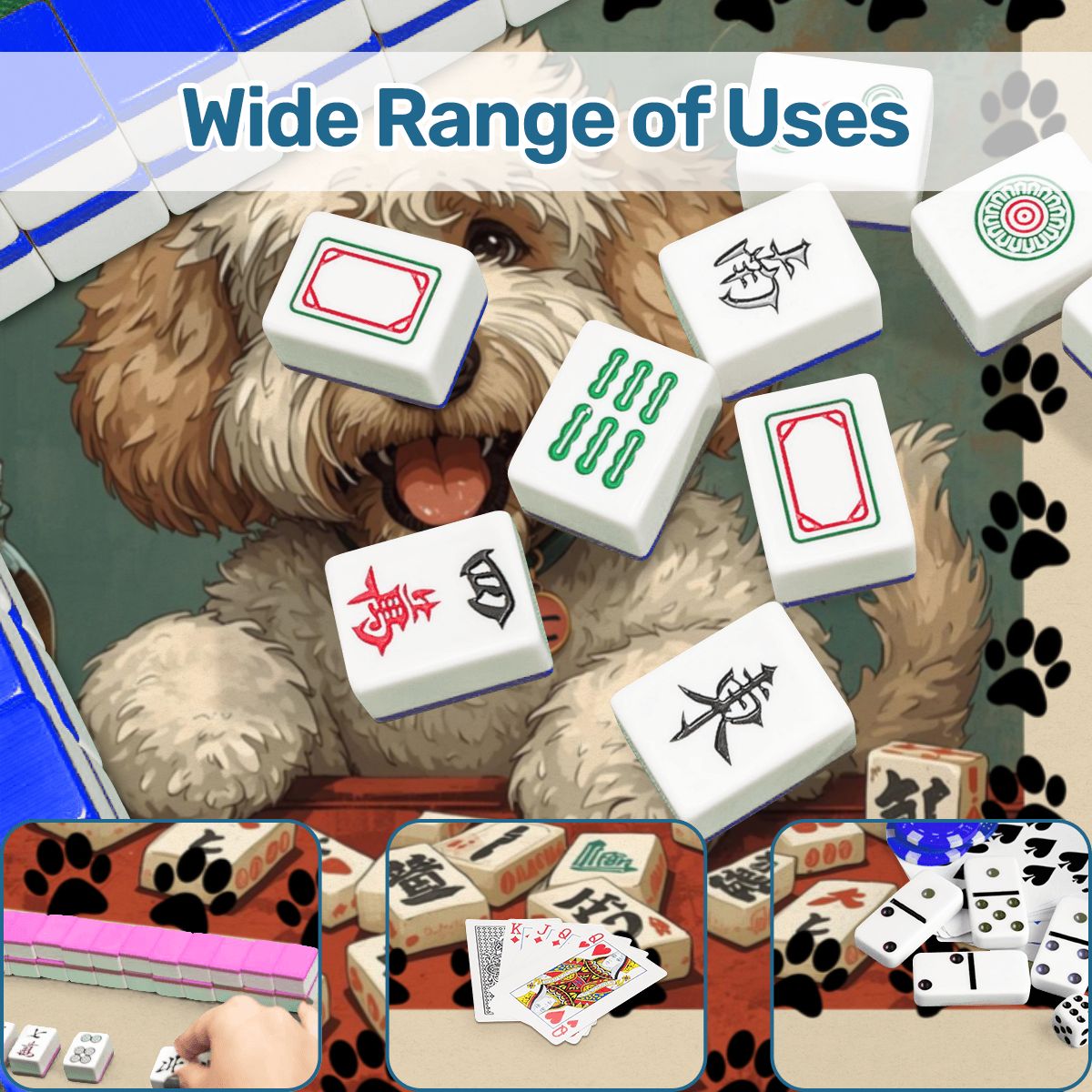 Doodle Dog Dog Playing Mahjong Mat