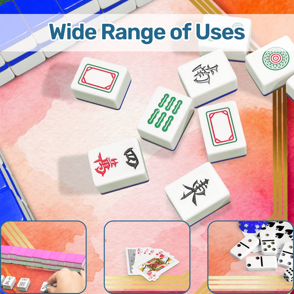 Bejeweled Watercolor, Fuchsia, Orange And Gold Flecked Mahjong Mat