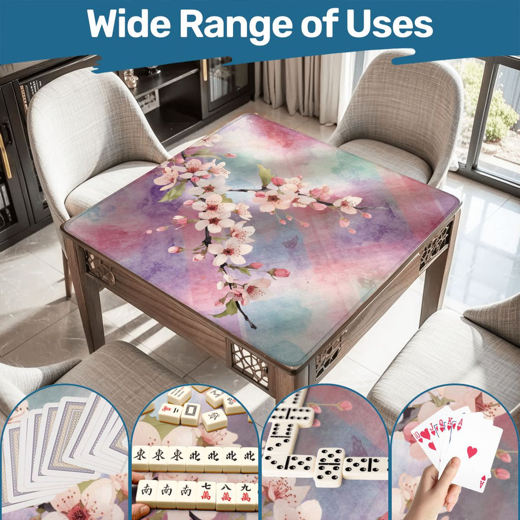 Blossoms in Bloom Watercolor Plaid Mahjong Mat 33"x33