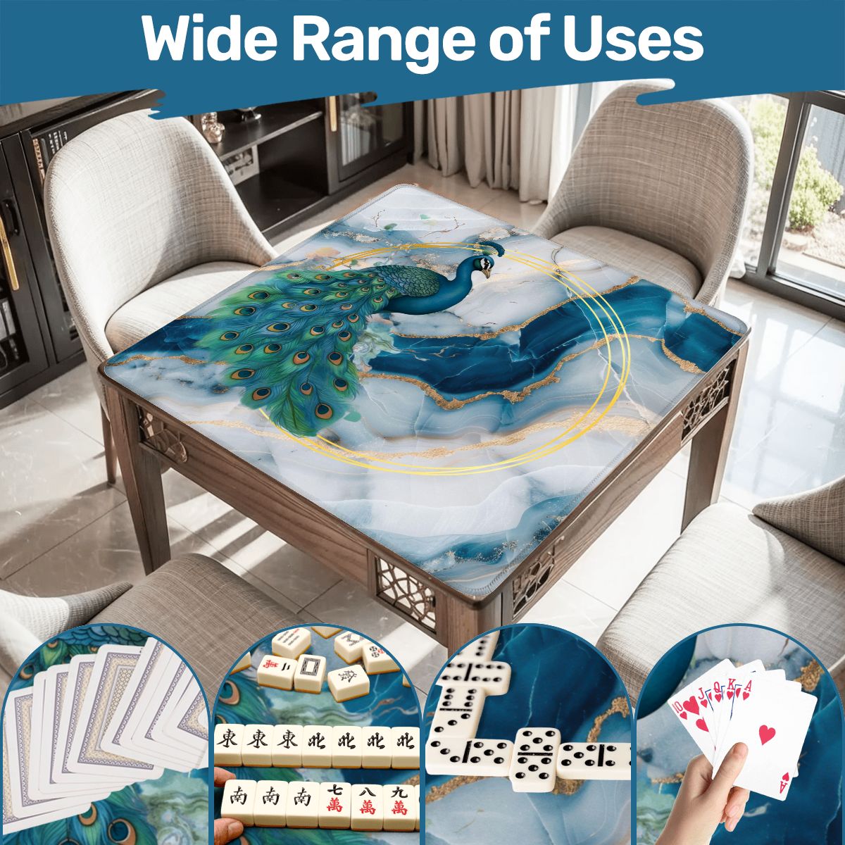 Peacock Blue Lagoon Mahjong Mat