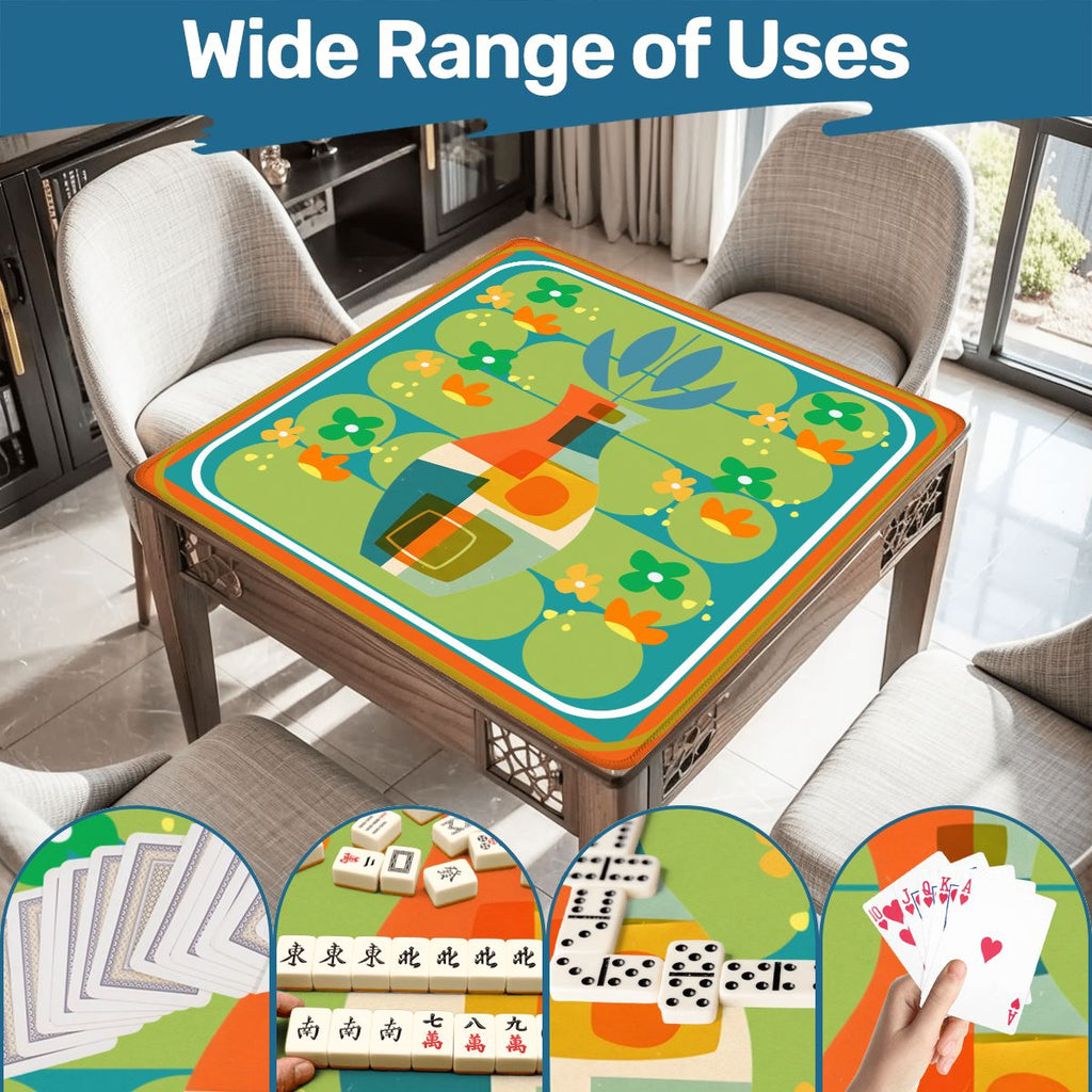 The Modern Four Seasons Mahjong Mat, Orange Teal Green Mahj Mat