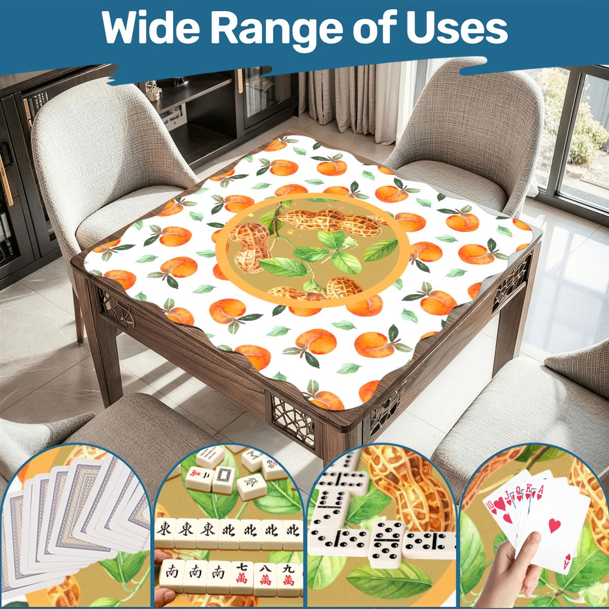 Georgia Peach And Peanuts Scalloped Mahjong Mat