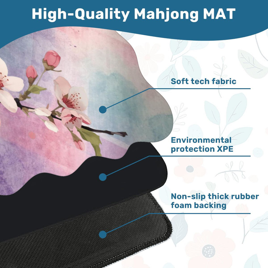 Blossoms In Bloom Dainty Watercolor Plaid Scalloped Mahjong Mat