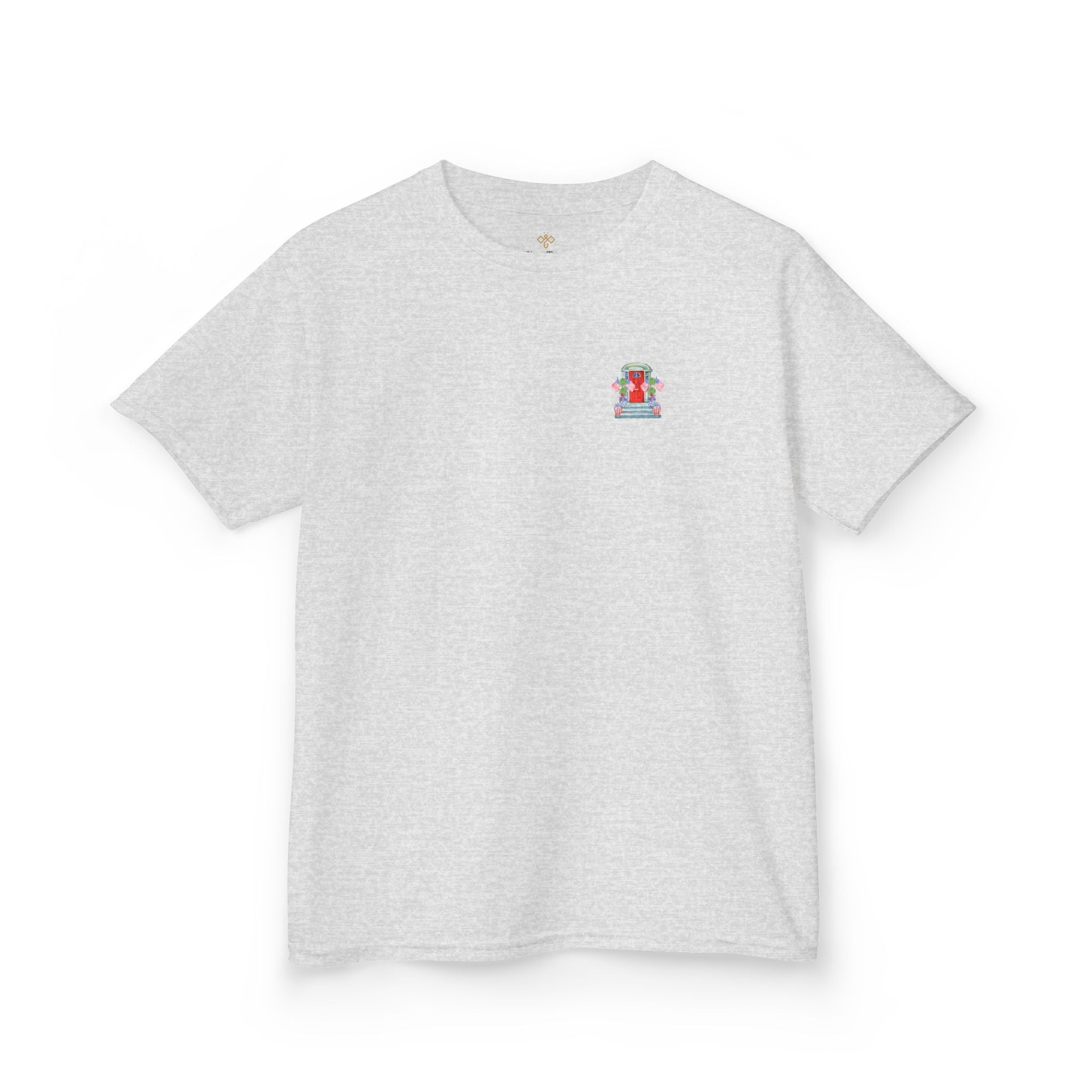 Bee Free Patriotic American Flag Front Porch Girls Short Sleeve Youth Hive Tee
