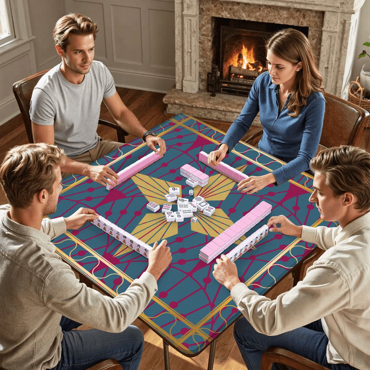 Art Deco Mahjong Mat, Speakeasy Golden Glitz & Berry Blitz
