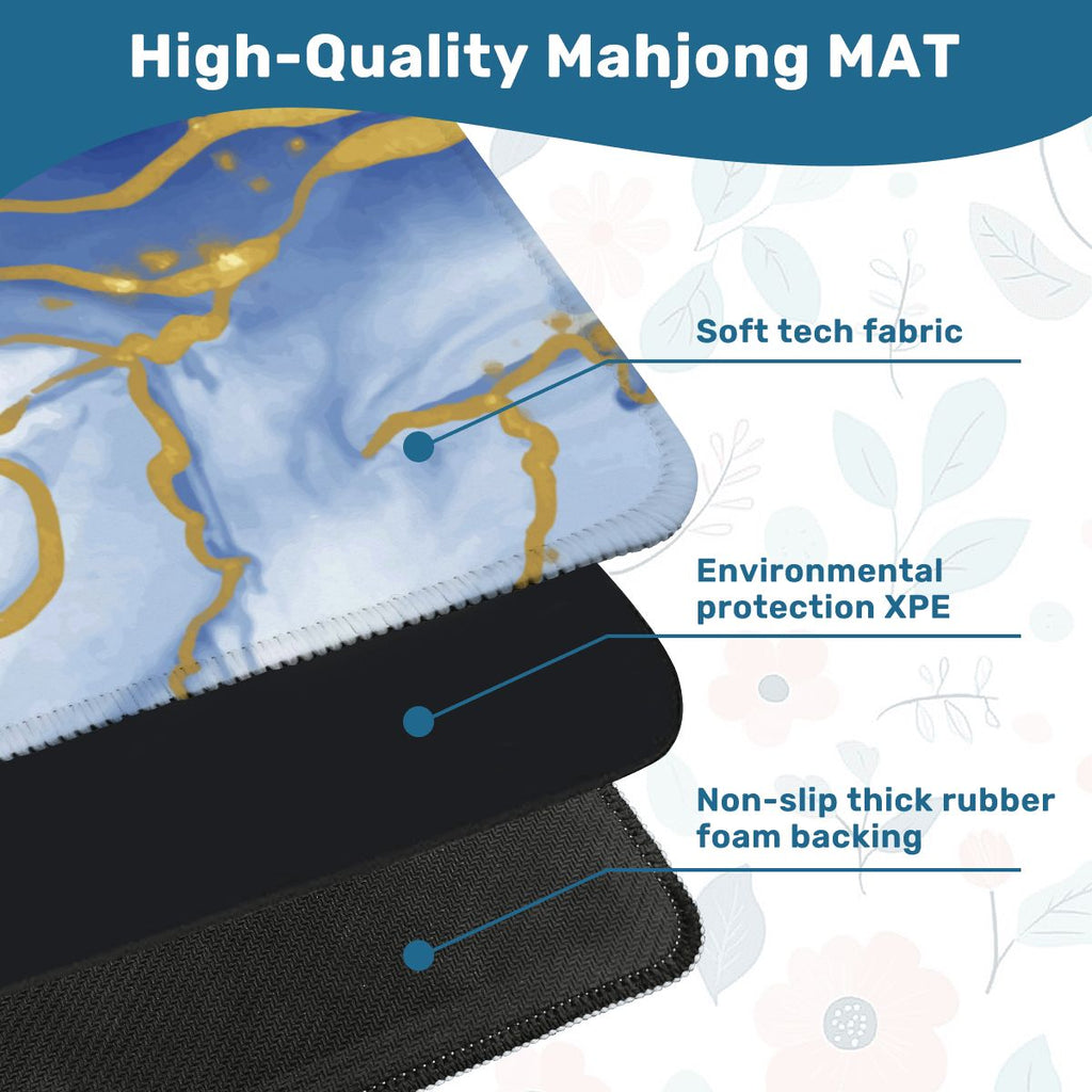 Into The Mystic Marbled Blue Gold Mahjong Mat