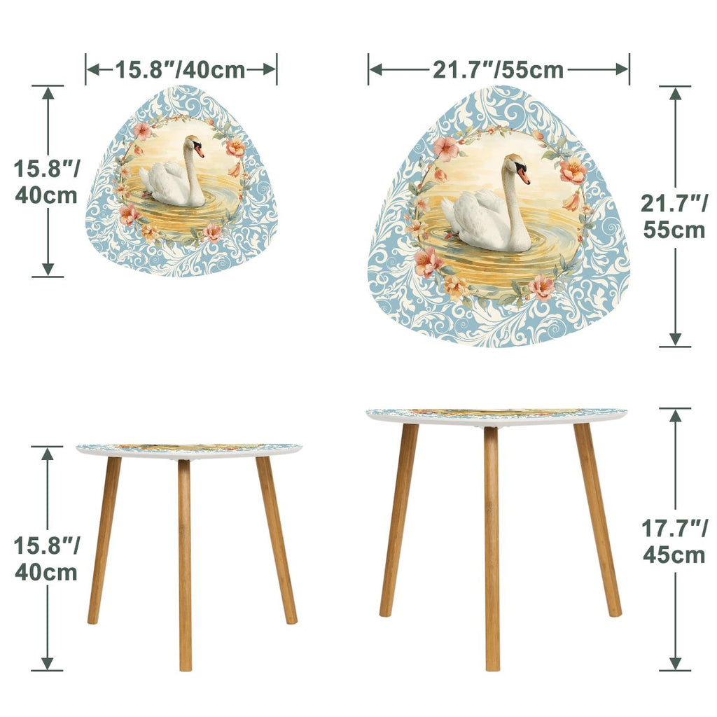 On Golden Pond Floral Swan Modern Nesting Tables