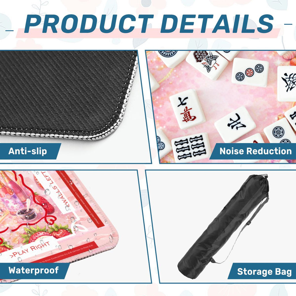 Strawberries And Bubbly Mahjong Mat With Instructions