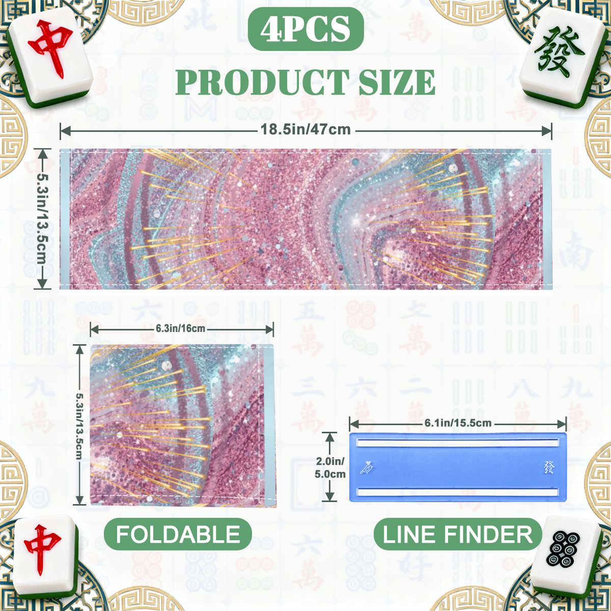 Sparkle Farkle Glitter Glam 4 Mahjong Card Holder with Line Finder