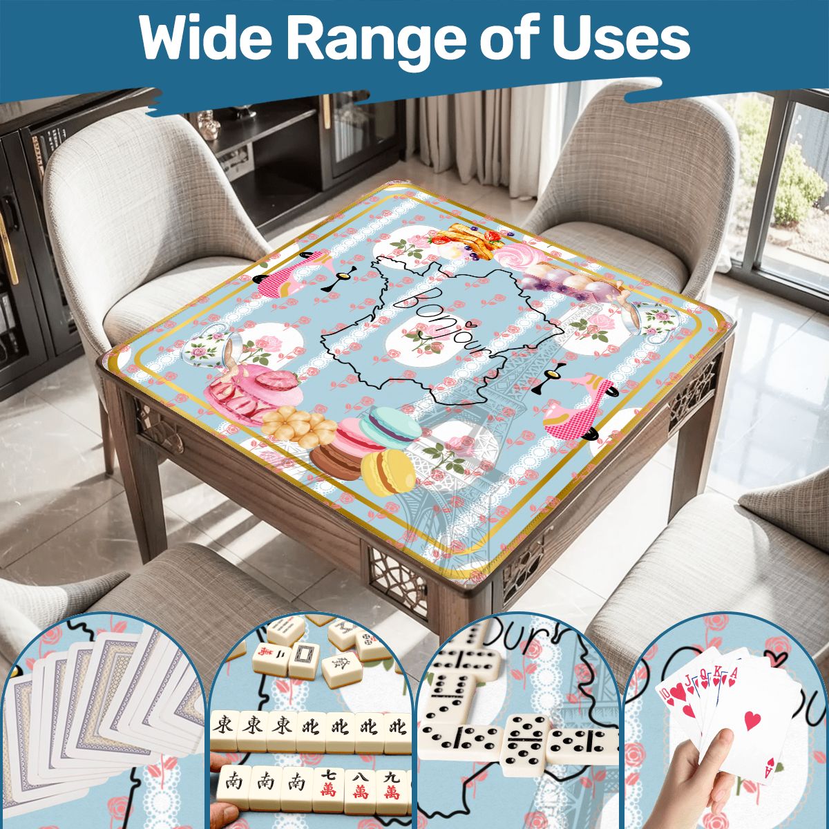 The French Patisserie Mahjong Mat 33"x33" (Ship Rolled up)