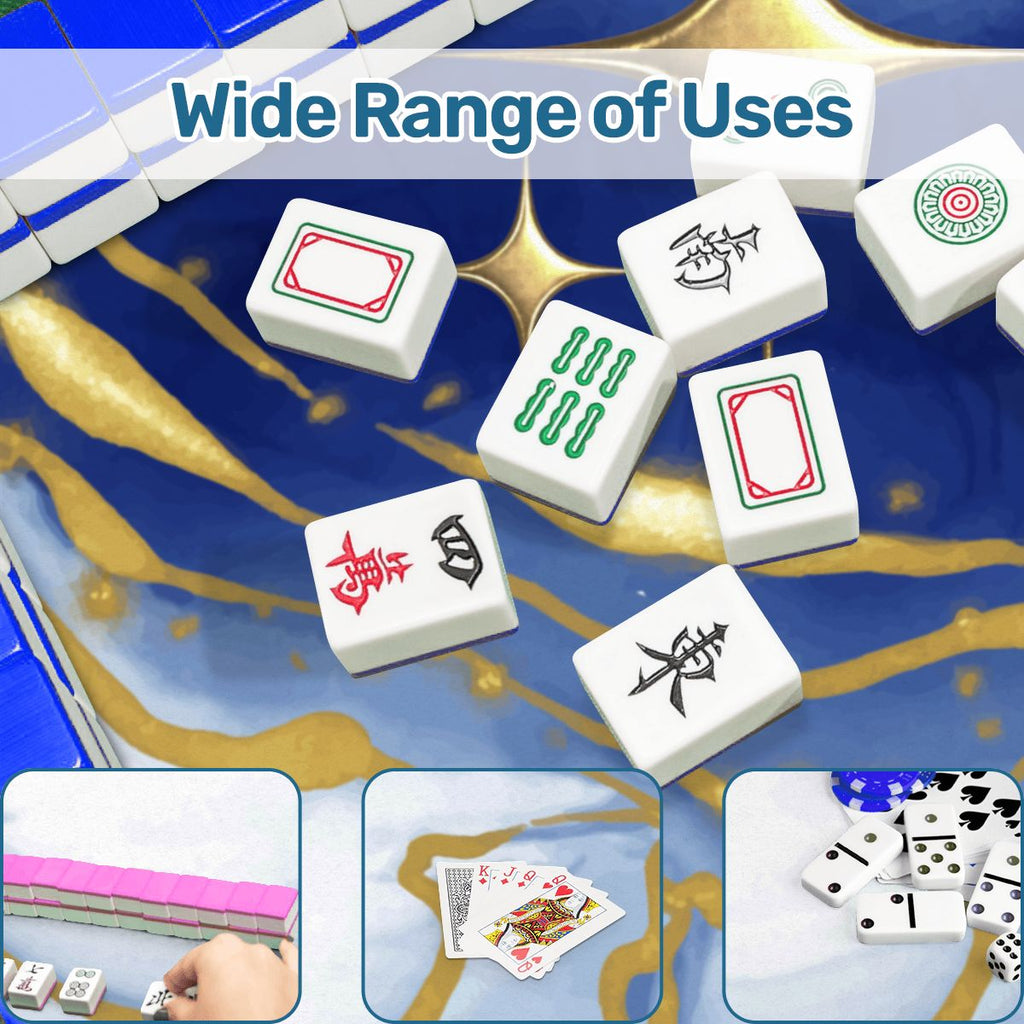 Into The Mystic Marbled Blue Gold Mahjong Mat