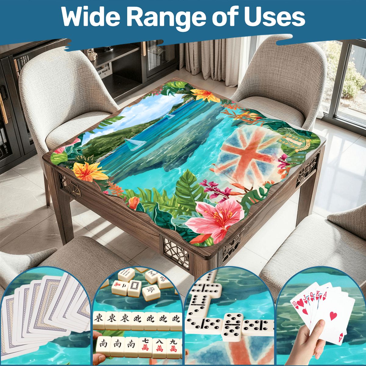 Scalloped Mahjong Mat British Virgin Islands Tropical Mahj Vacation
