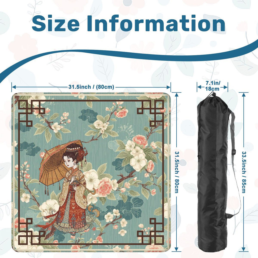 April Showers Asian Geisha Cherry Blossoms Vintage Inspired Mahjong Mat