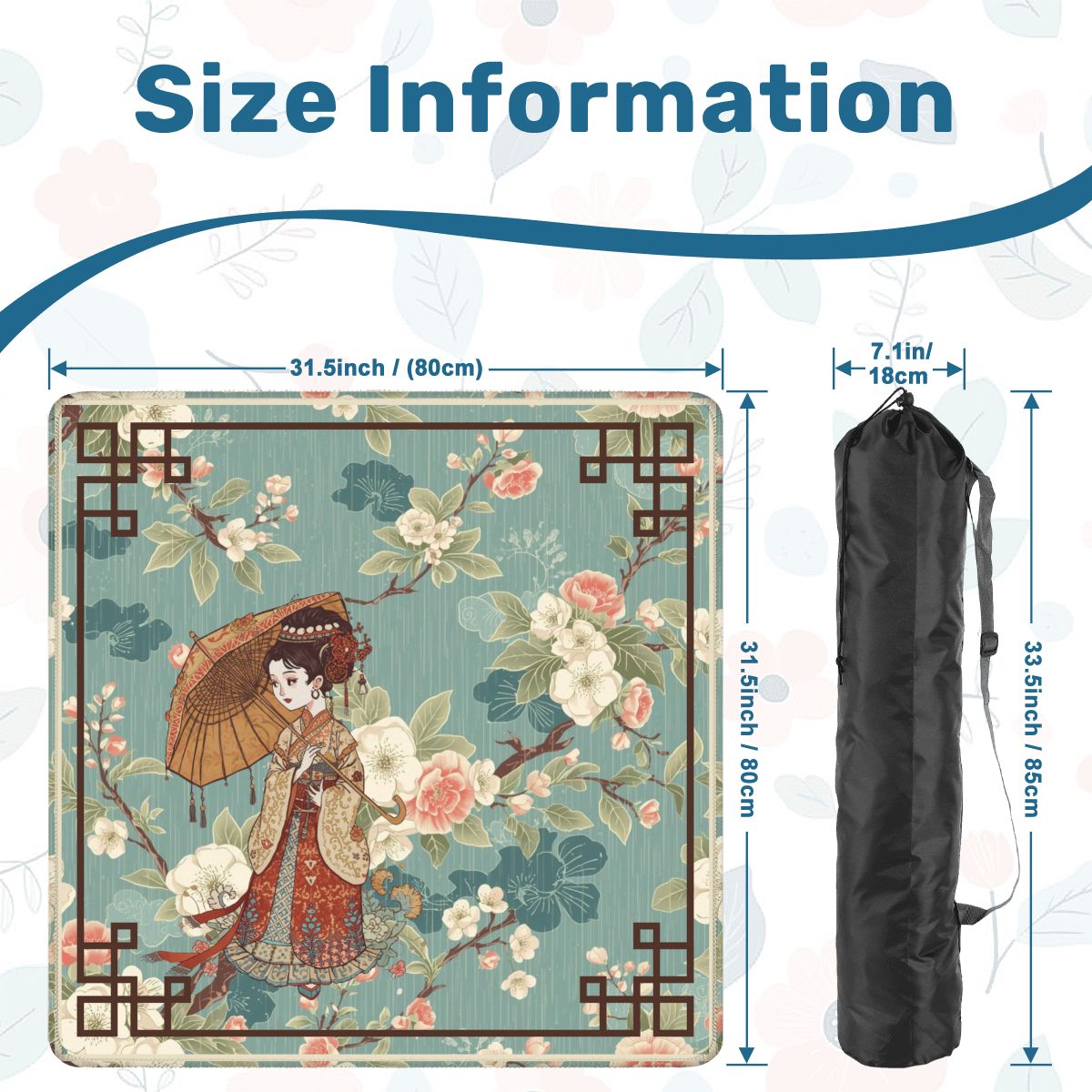 April Showers Asian Geisha Cherry Blossoms Vintage Inspired Mahjong Mat