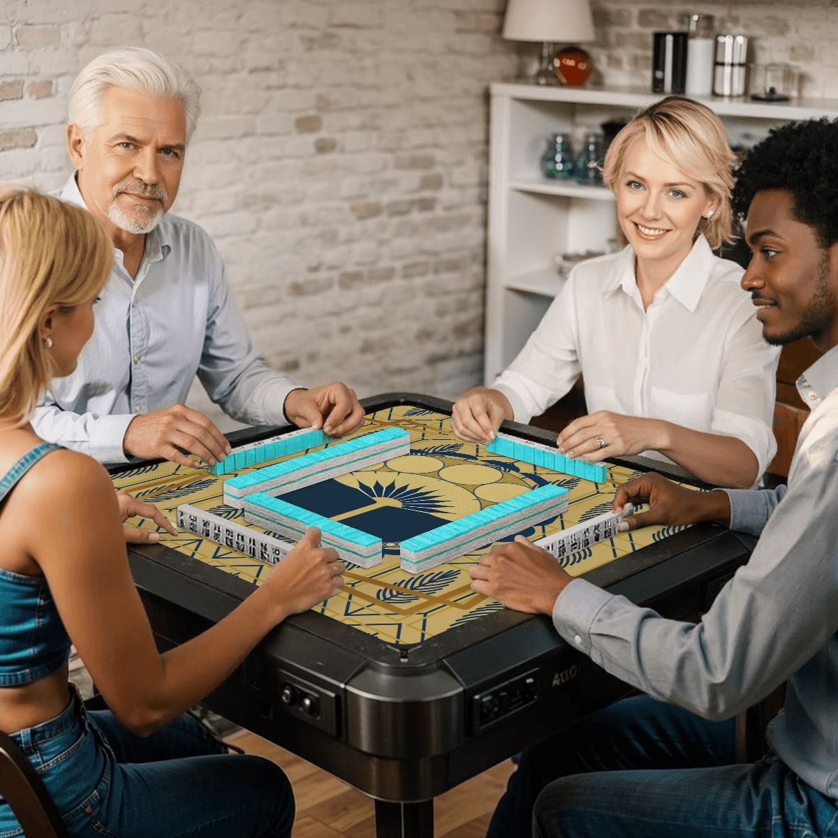 Art Deco Gold Leaf Mahjong Mat