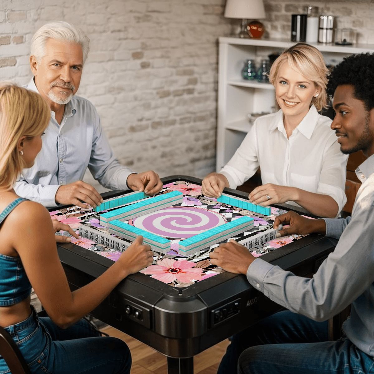 Harlequin Romance Floral Preppy Mahjong Mat