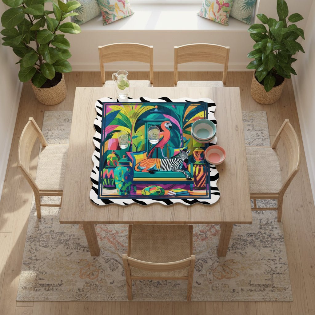 Wild Thang Animal Safari Scalloped Mahjong Mat