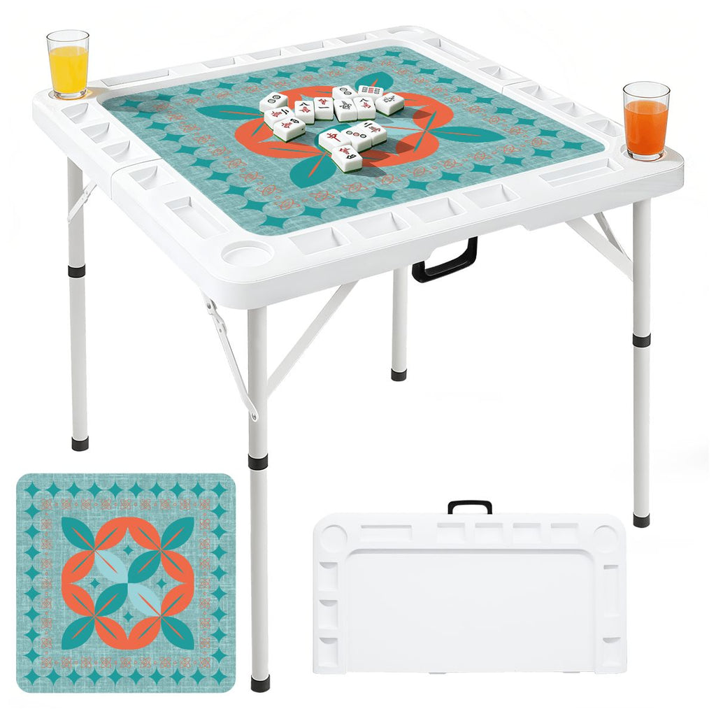 Modern Norwegian Flower Mini Mahj Mat And Foldable Mahjong Table