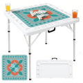 Modern Norwegian Flower Mini Mahj Mat And Foldable Mahjong Table