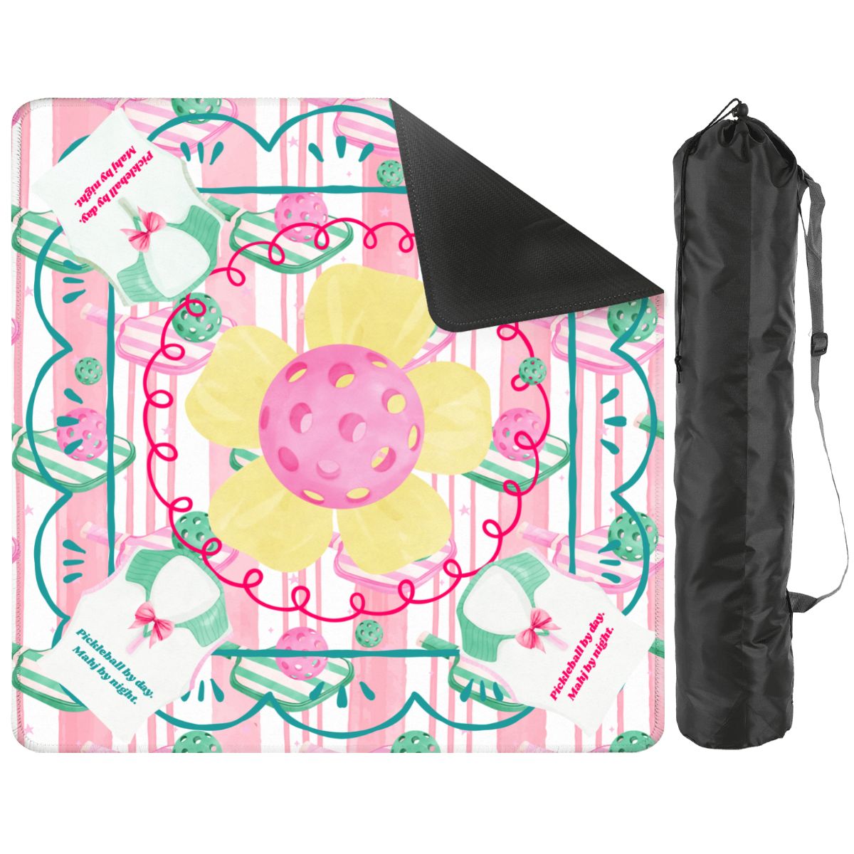 Mahjong Pickleball By Day, Mahj By Night, Whimsical Fun Mahjong Mat