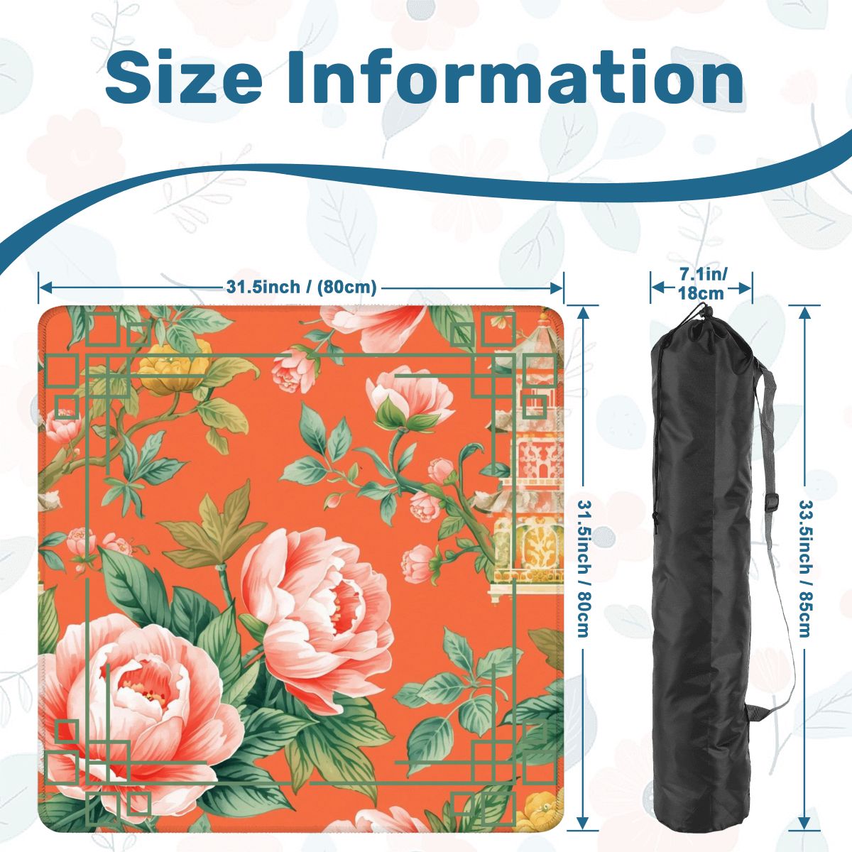 Chinoiserie Blooming Peonies Mahjong Mat