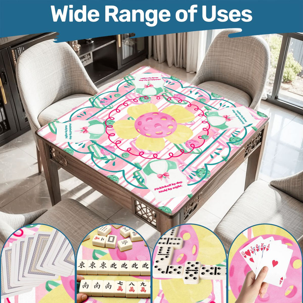 Mahjong Pickleball By Day, Mahj By Night, Whimsical Fun Mahjong Mat
