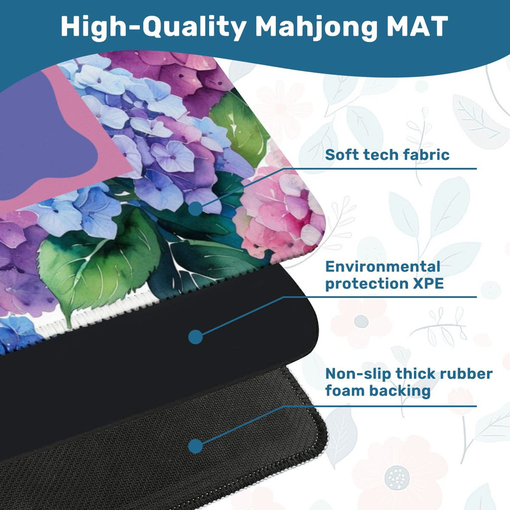 Watercolor Hydrangea Blooms In Purple Pink Pastel Mahjong Mat