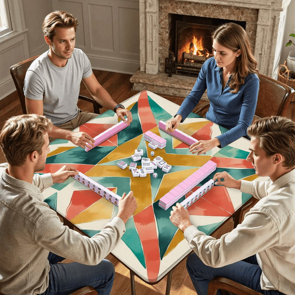 Boho Burst Prism Of Color, Emerald Green, Orange Mahjong Mat