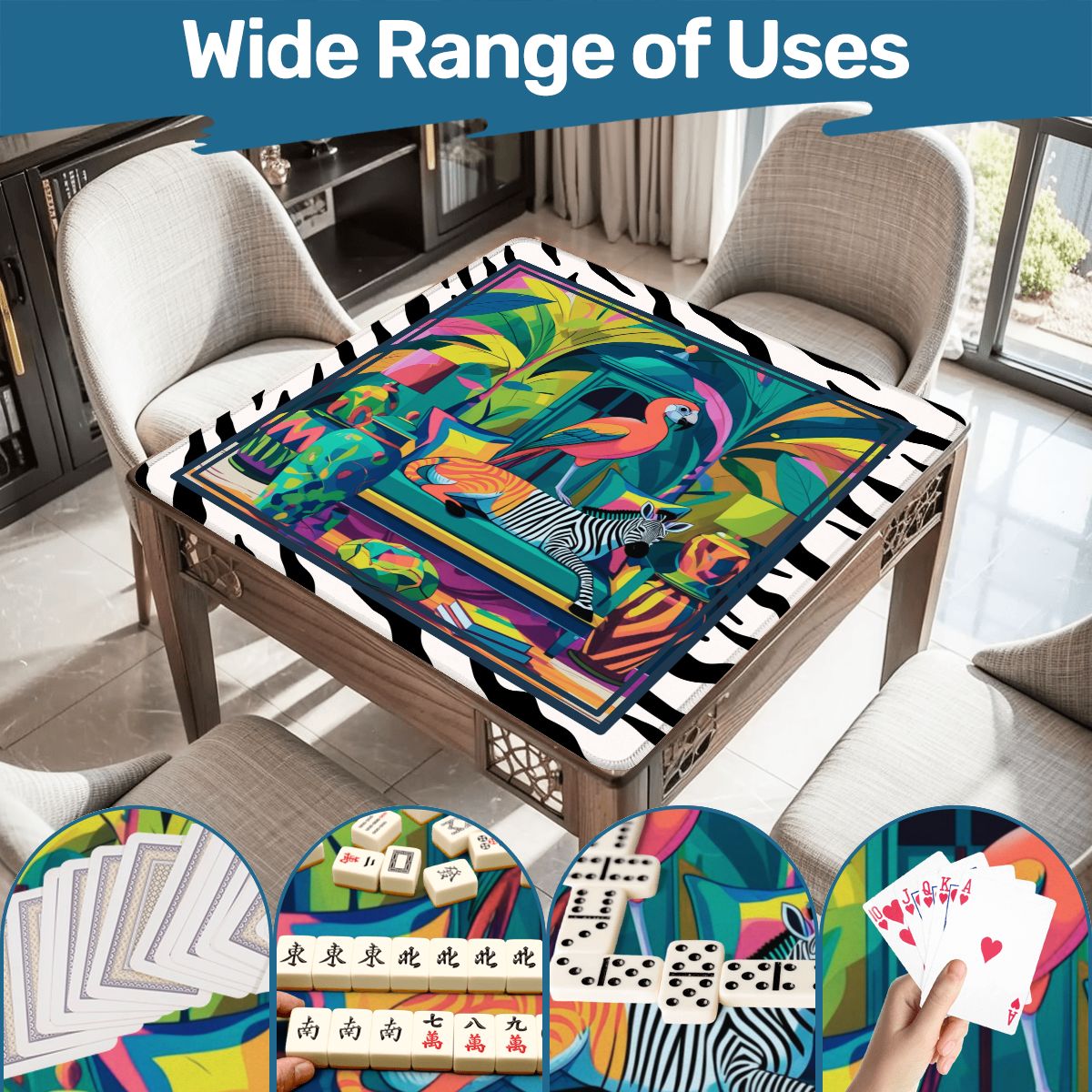 Wild Thang Animal Safari Mahjong Mat 33"x33