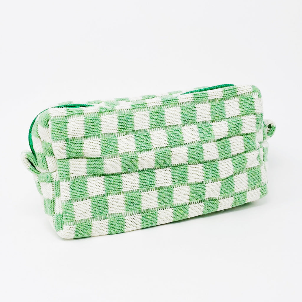 Checkered Cosmetic Bag - Stylish & Durable Makeup Organizer