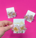 Acrylic Flower Stud Earrings - Lavender