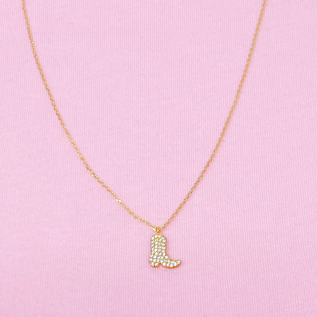 Gold Cowgirl Boot Necklace - Dainty & Detailed