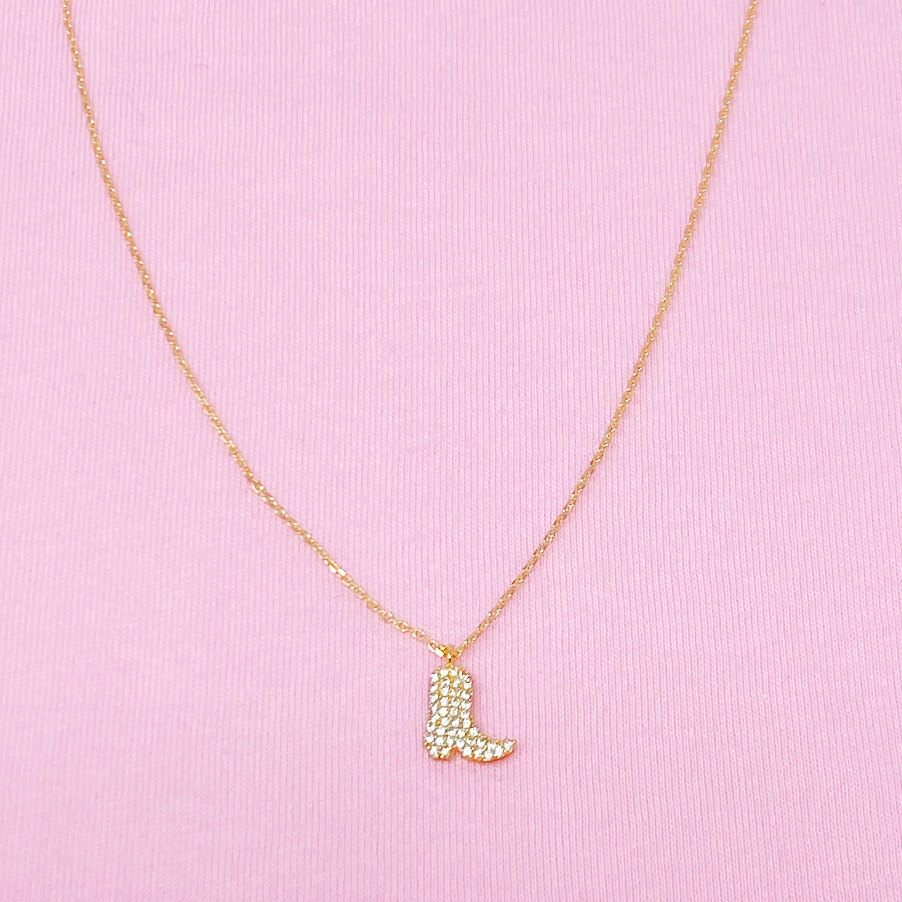 Gold Cowgirl Boot Necklace - Dainty & Detailed