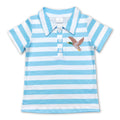 Blue stripe duck short sleeves kids boy polo shirt