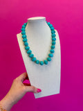 Bauble Bead with Gold Bead Necklace - Turquoise