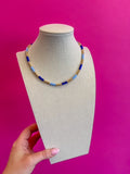 Beaded Mix Bead Necklace - Navy