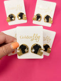 Game Day Helmet Stud Earrings - Black and Gold