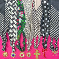 Game Day Scarf Charm Necklace - Black and White