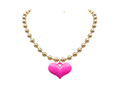 Bubble Heart Necklace - Dark Pink