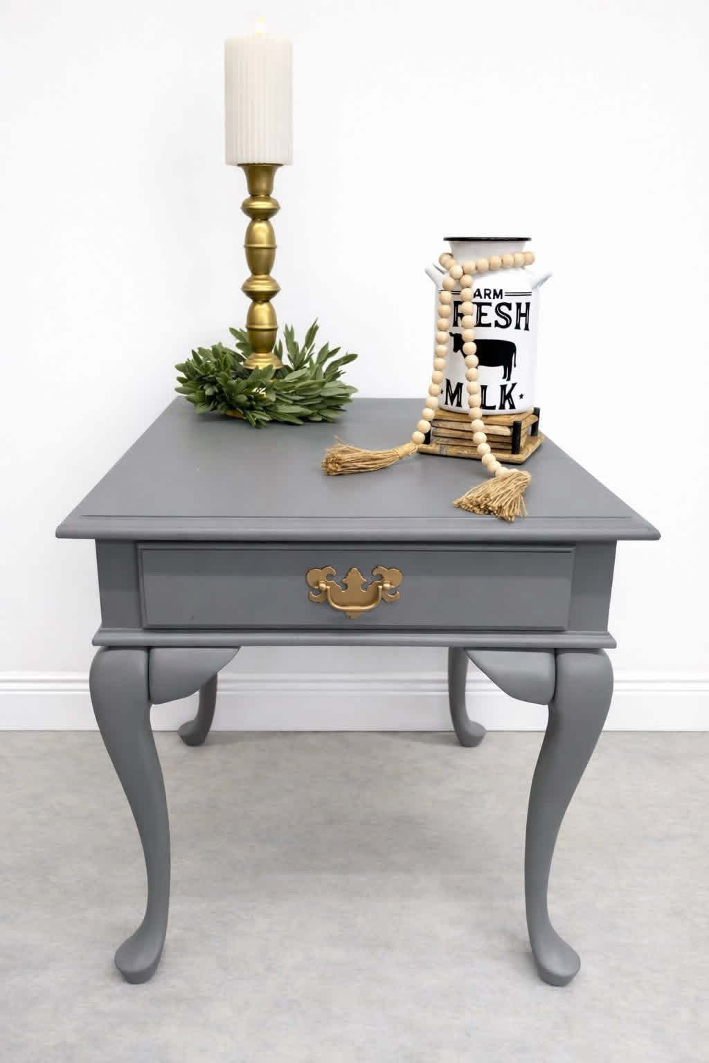 Repurposed Grey End Table