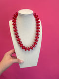 Circle Bauble Ball Necklace - Maroon
